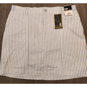 Lee Womens Skirt Size 14 Blue White Stripe Comfort Waistband Casual A-Line